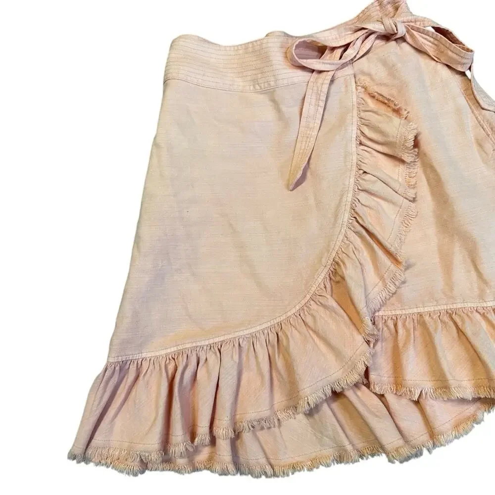 Anthropologie Pilcro Nettie Peach Ruffle Wrap Skirt Size Small